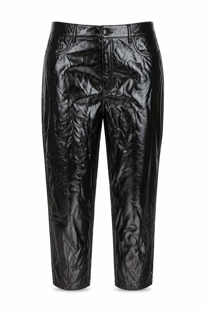 Marks and Spencer Womens Black Polyurethane Trousers Size 16 L26 in Regular Button