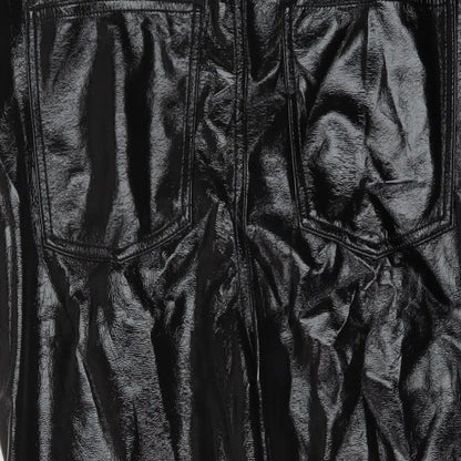 Marks and Spencer Womens Black Polyurethane Trousers Size 16 L26 in Regular Button