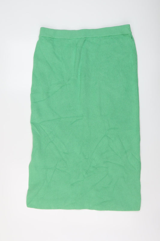 Marks and Spencer Womens Green Viscose A-Line Skirt Size L