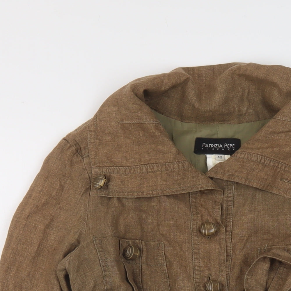 Patrizia Pepe Womens Brown Jacket Size 14 Button