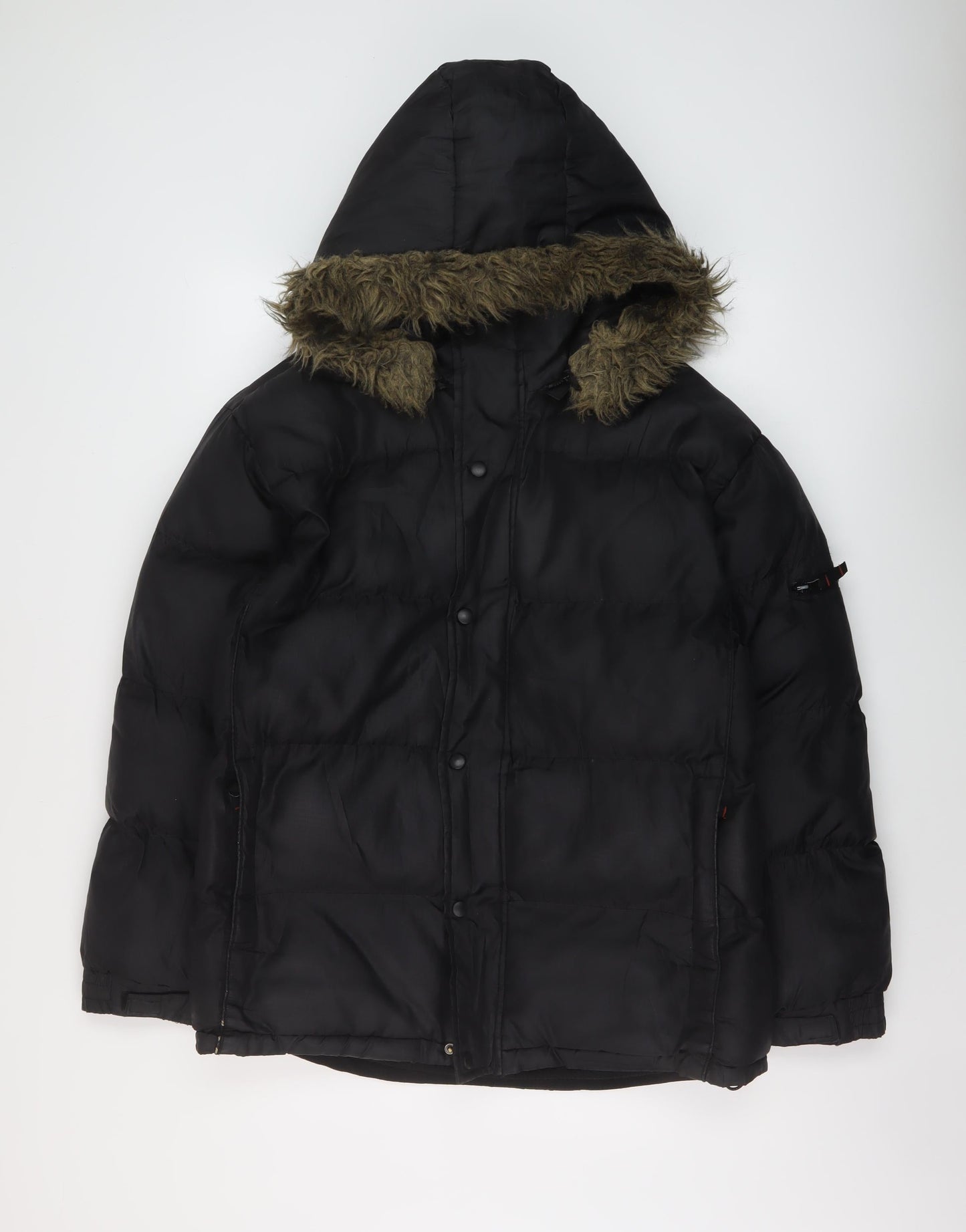 Active Mens Black Puffer Jacket Jacket Size S Zip