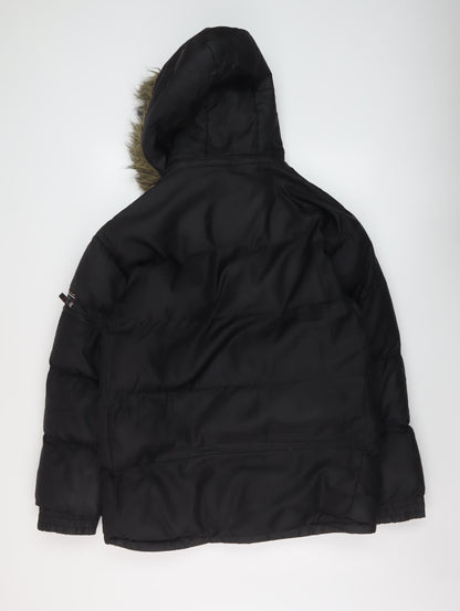 Active Mens Black Puffer Jacket Jacket Size S Zip
