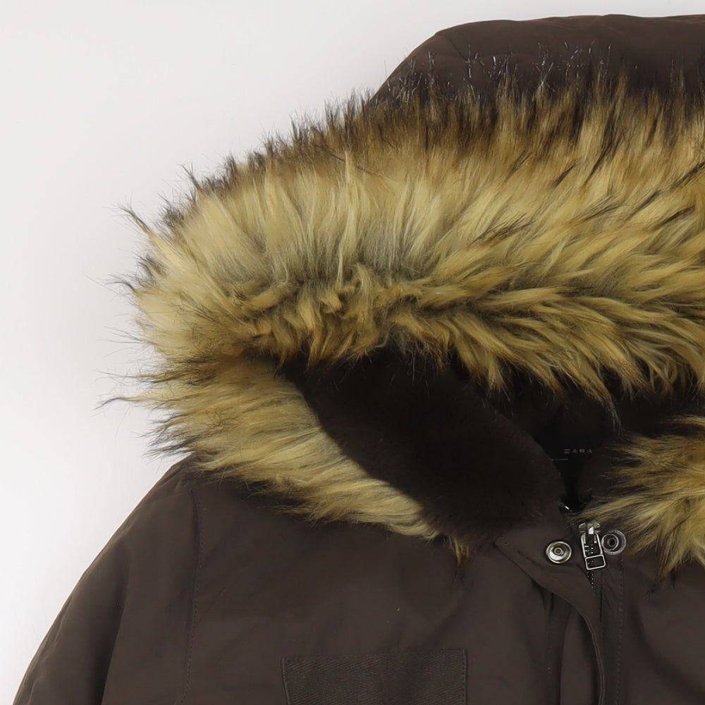 Womens UK Size M Zara Brown Parka Coat