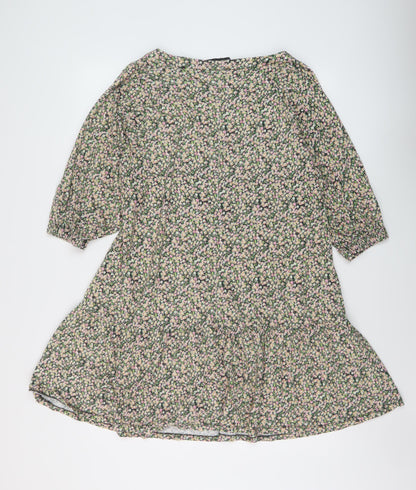 ASOS Womens Multicoloured Floral Cotton A-Line Size 14 Scoop Neck Pullover