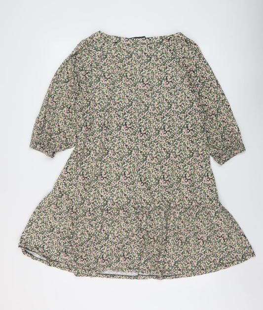 ASOS Womens Multicoloured Floral Cotton A-Line Size 14 Scoop Neck Pullover