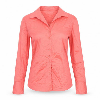 Antonio Milani Womens Pink Cotton Basic Blouse Size XS Collared - Rouched