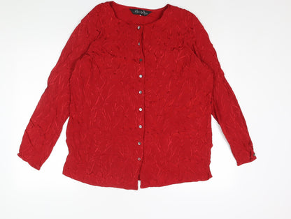 Berkertex Womens Red Geometric Polyester Basic Button-Up Size 18 Round Neck