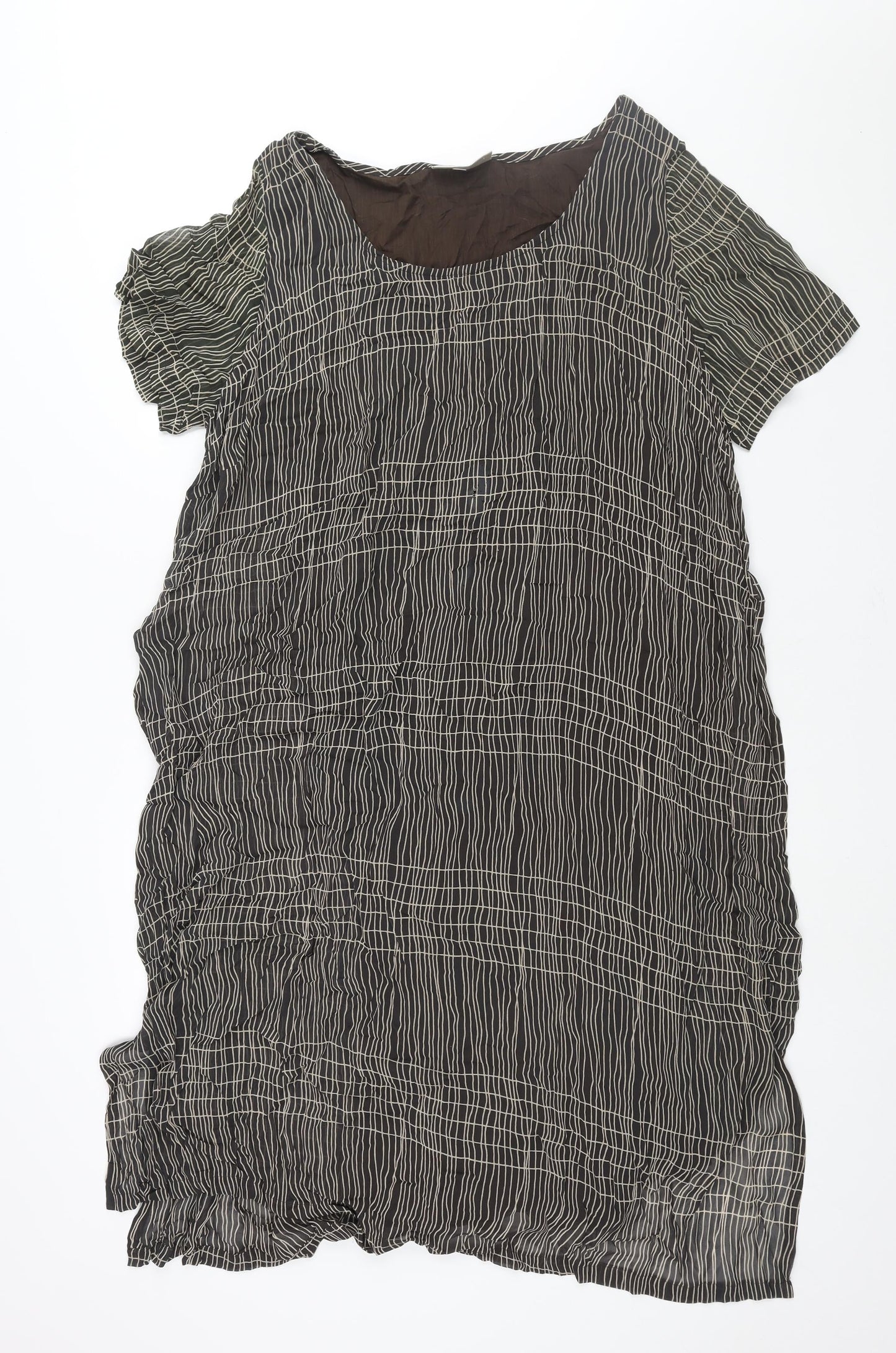 Ann Harvey Womens Brown Geometric Viscose Shift Size 20 Round Neck Pullover