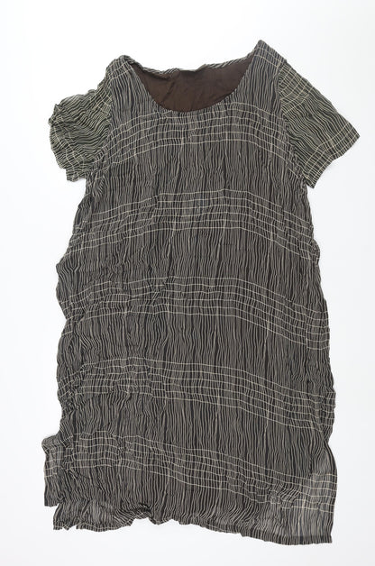 Ann Harvey Womens Brown Geometric Viscose Shift Size 20 Round Neck Pullover