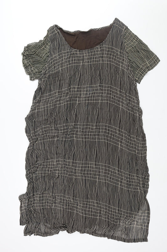 Ann Harvey Womens Brown Geometric Viscose Shift Size 20 Round Neck Pullover