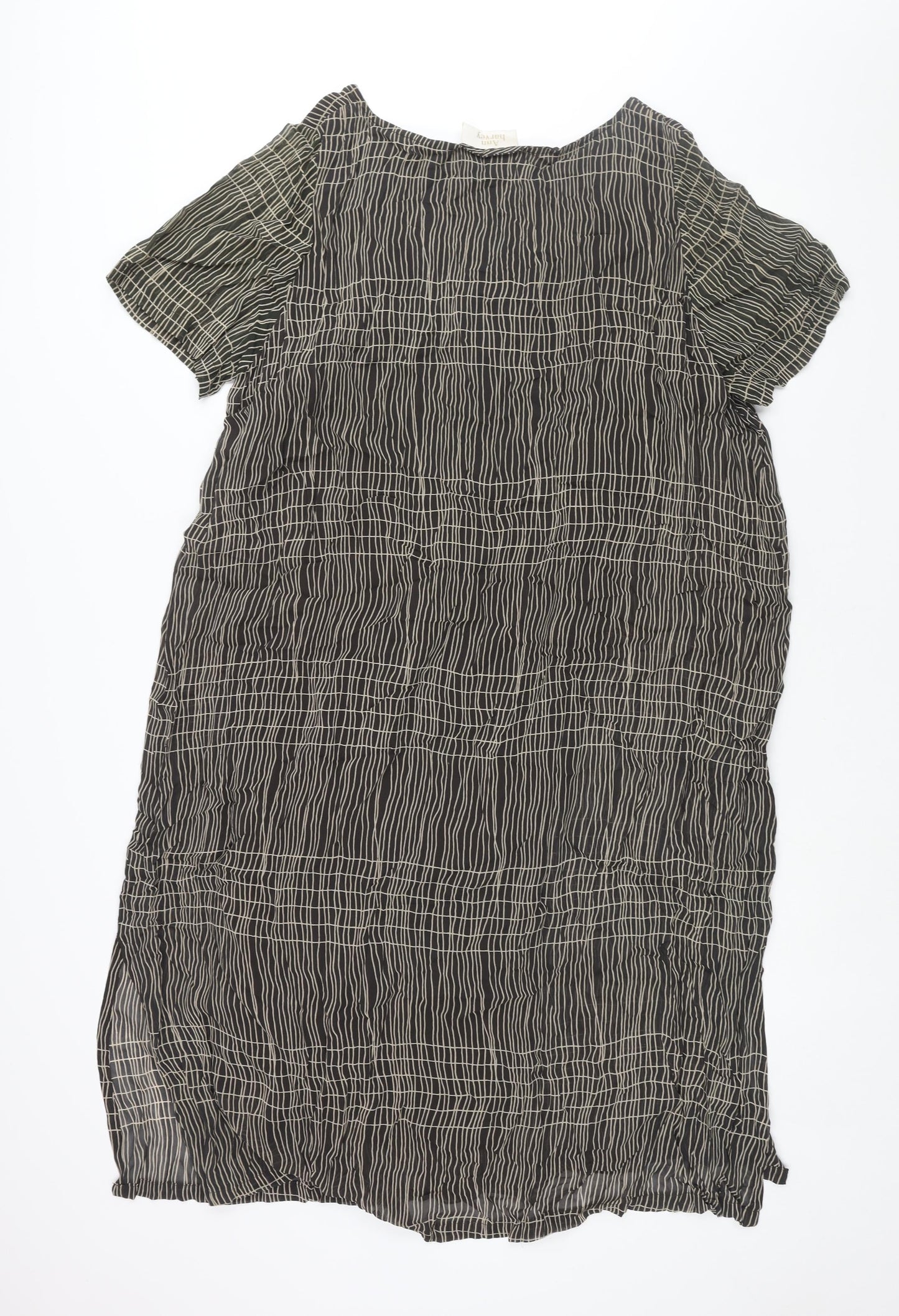 Ann Harvey Womens Brown Geometric Viscose Shift Size 20 Round Neck Pullover