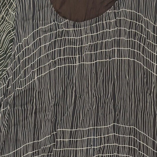 Ann Harvey Womens Brown Geometric Viscose Shift Size 20 Round Neck Pullover