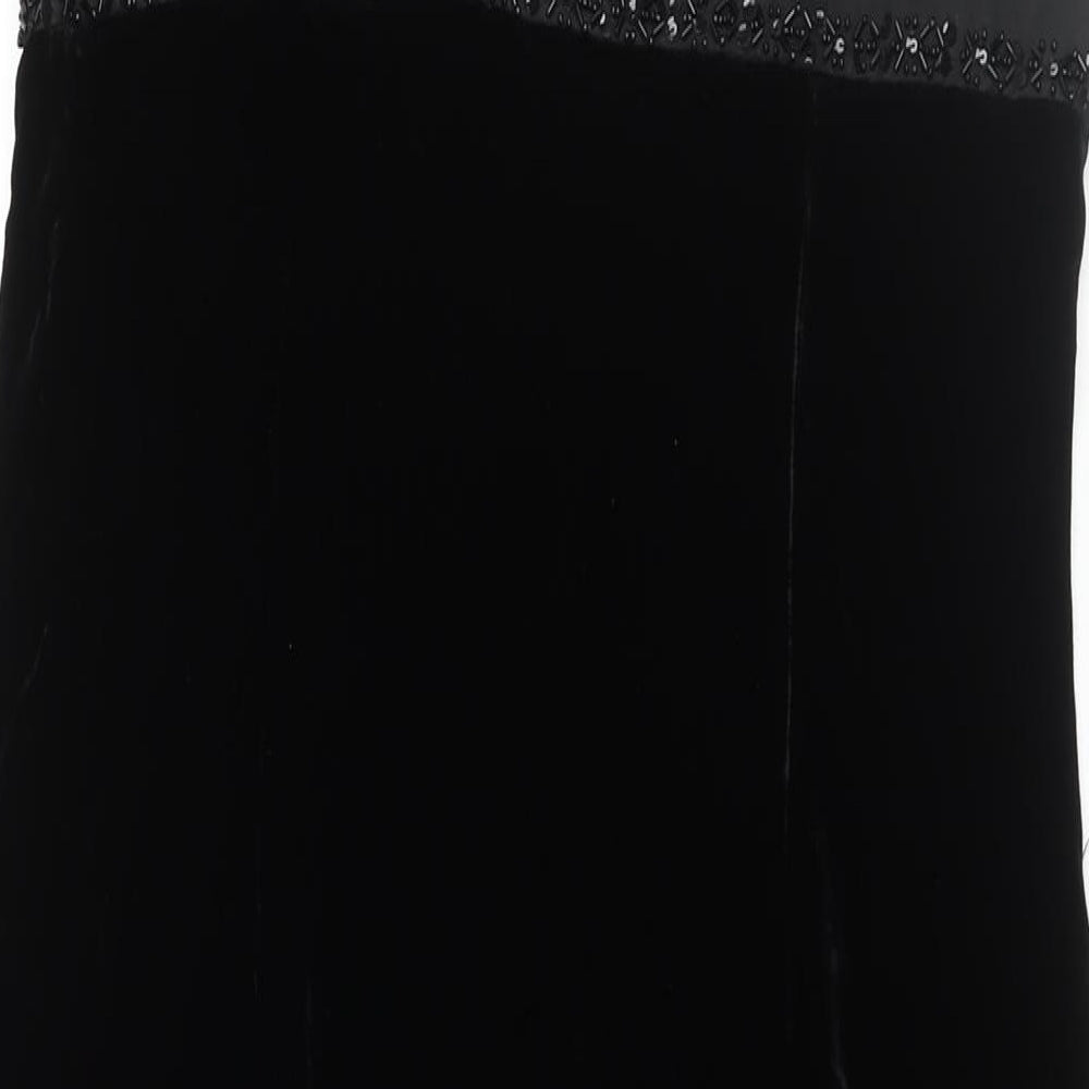 Monsoon Womens Black Polyester Maxi Size 12 Scoop Neck Zip - Beaded Neckline