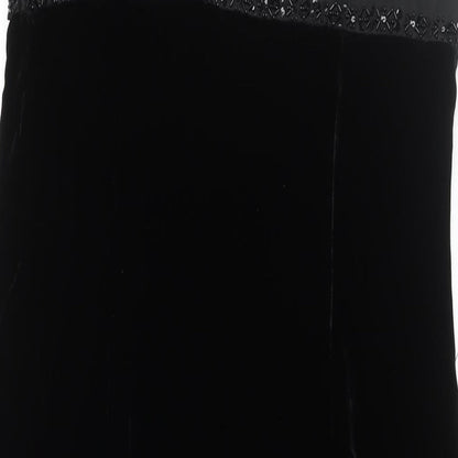 Monsoon Womens Black Polyester Maxi Size 12 Scoop Neck Zip - Beaded Neckline