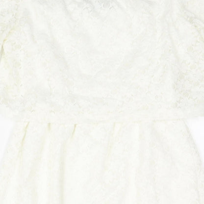 Fashion Union Womens Ivory Nylon Mini Size 10 Boat Neck Pullover