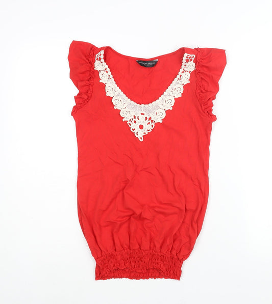 Womens UK Size 8 Dorothy Perkins Red Basic Blouse