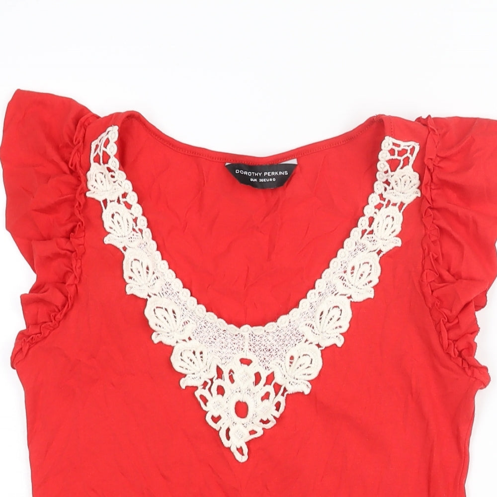 Womens UK Size 8 Dorothy Perkins Red Basic Blouse