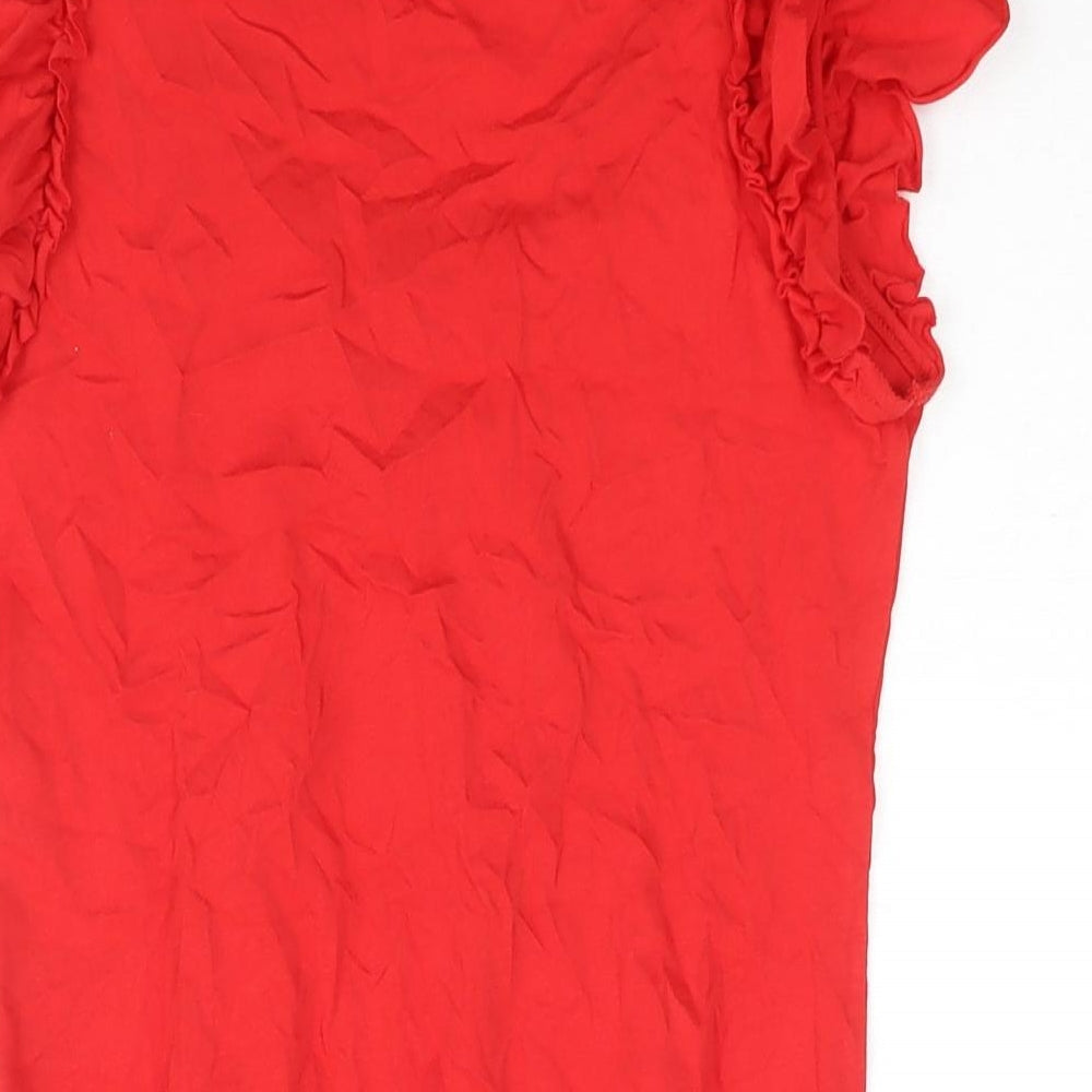 Womens UK Size 8 Dorothy Perkins Red Basic Blouse