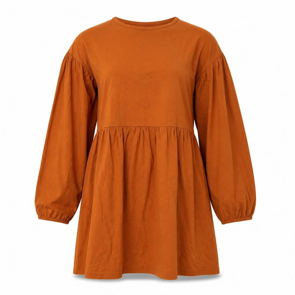 Boohoo Womens Brown Cotton A-Line Size 10 Round Neck Pullover