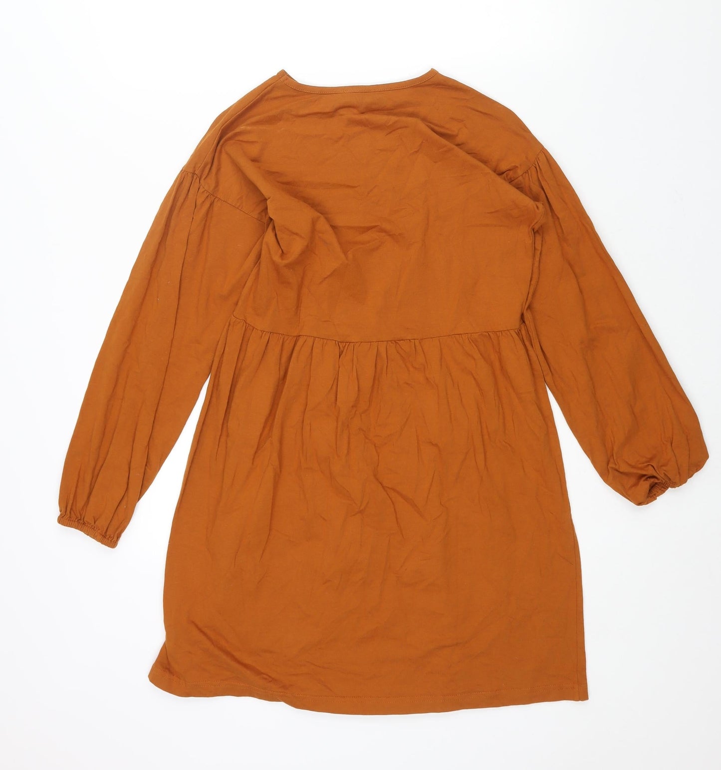 Boohoo Womens Brown Cotton A-Line Size 10 Round Neck Pullover