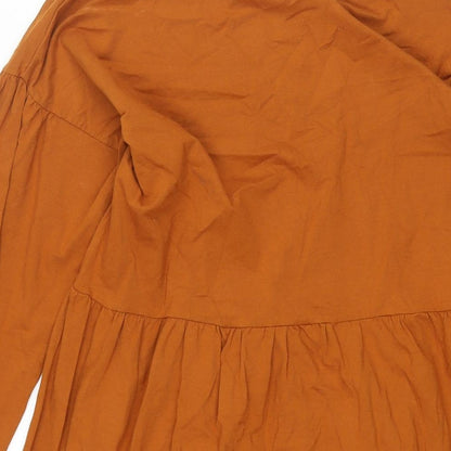 Boohoo Womens Brown Cotton A-Line Size 10 Round Neck Pullover