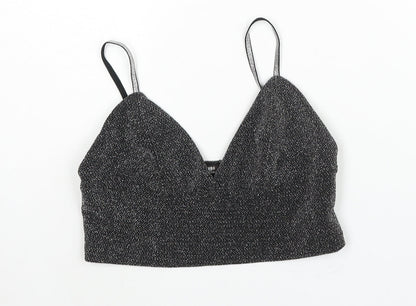 Womens UK Size M Zara Black Cropped Blouse