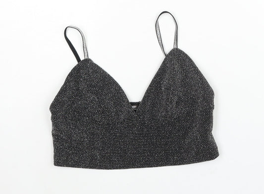 Womens UK Size M Zara Black Cropped Blouse