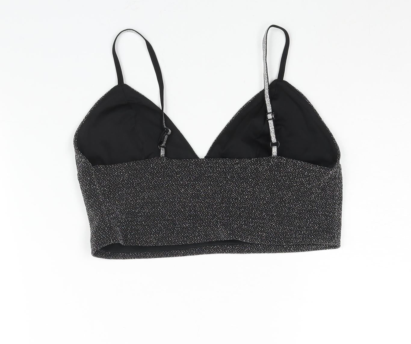 Womens UK Size M Zara Black Cropped Blouse