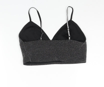 Womens UK Size M Zara Black Cropped Blouse