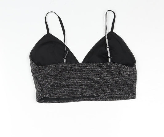 Womens UK Size M Zara Black Cropped Blouse