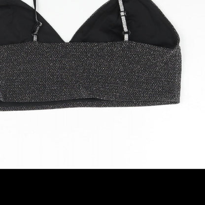 Womens UK Size M Zara Black Cropped Blouse