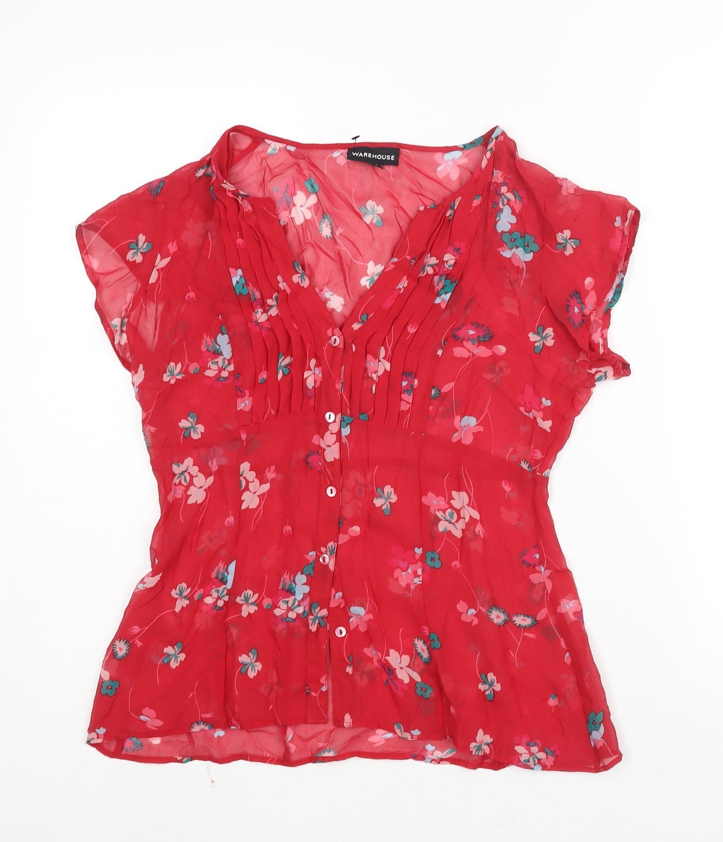 Womens UK Size 12 Warehouse Red Basic Blouse