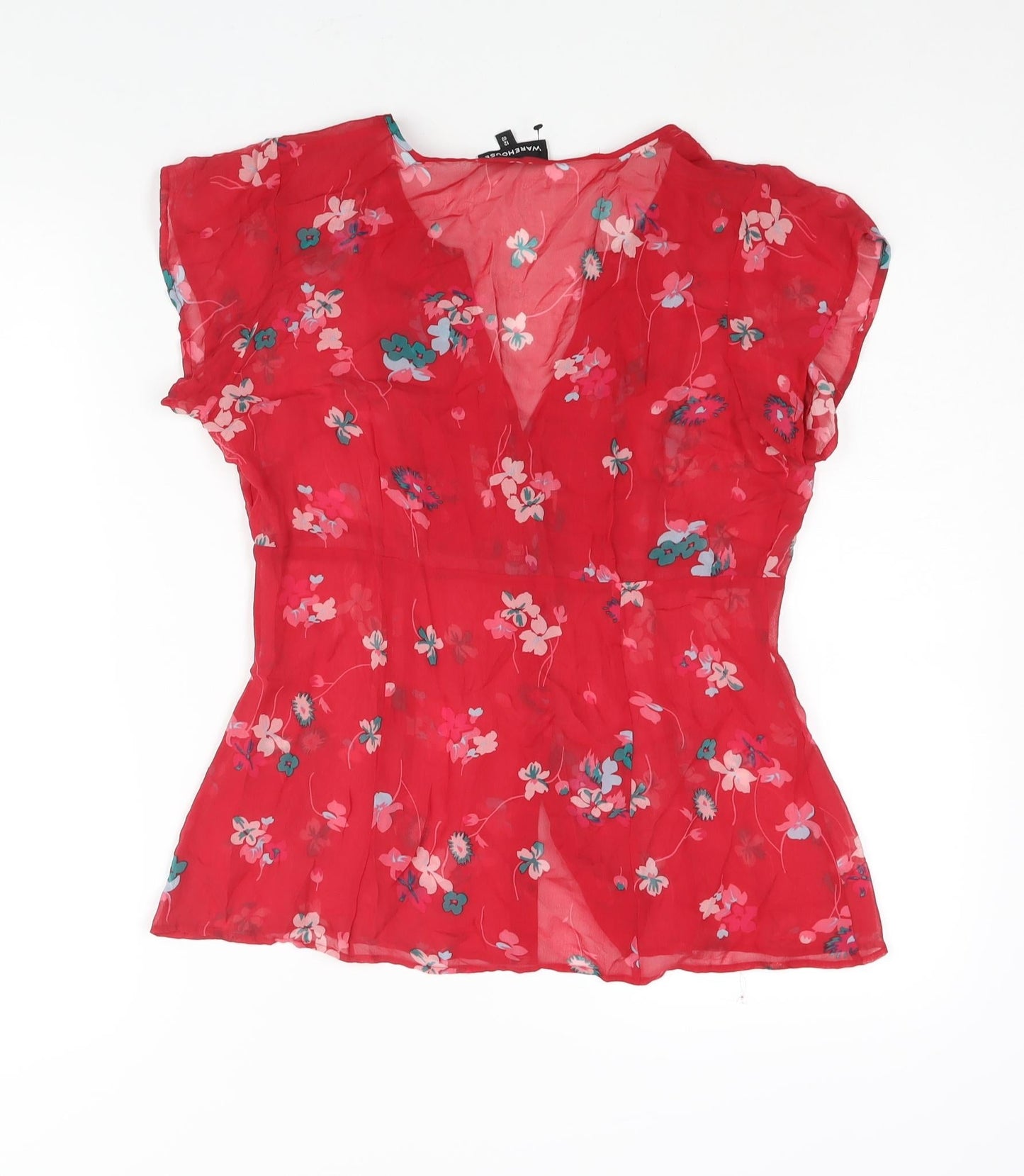 Womens UK Size 12 Warehouse Red Basic Blouse