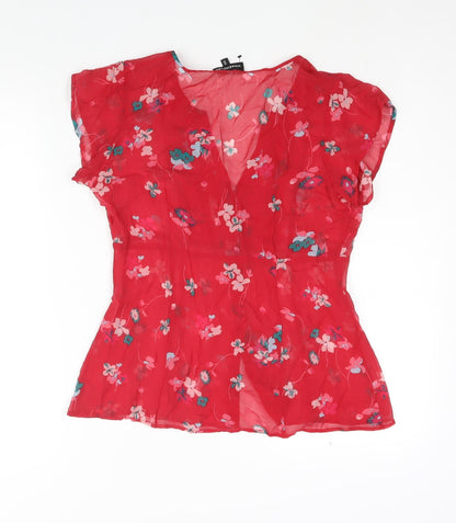 Womens UK Size 12 Warehouse Red Basic Blouse