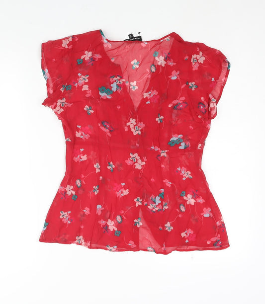 Womens UK Size 12 Warehouse Red Basic Blouse