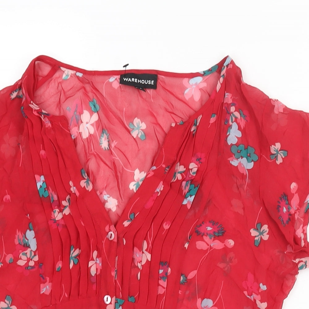 Womens UK Size 12 Warehouse Red Basic Blouse