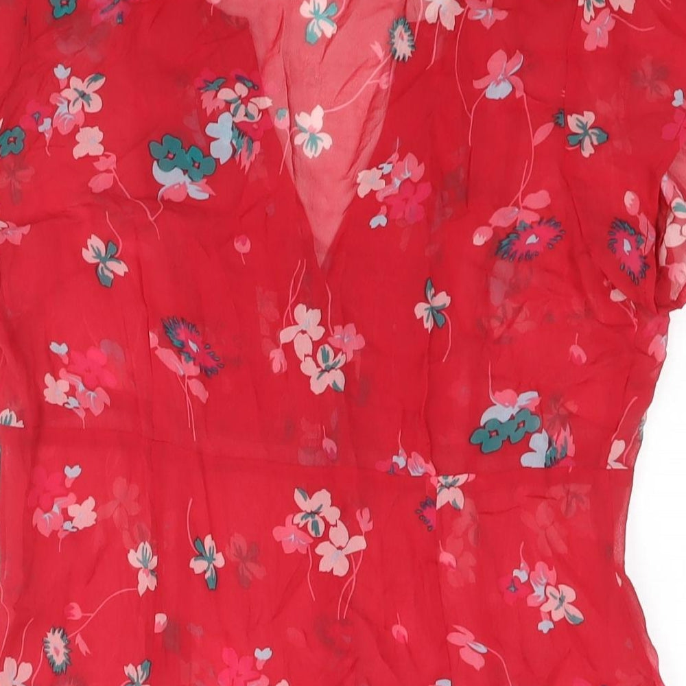 Womens UK Size 12 Warehouse Red Basic Blouse