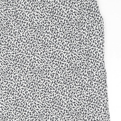 Marks and Spencer Womens White Geometric Linen Shift Size 6 V-Neck Pullover