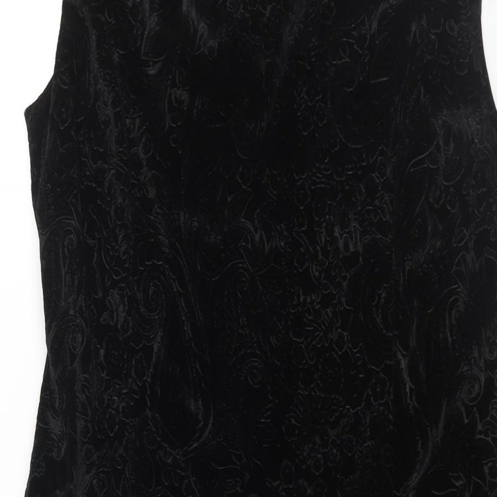 Miss Selfridge Womens Black Paisley Polyester Pencil Dress Size 14 Square Neck Pullover - Open Back Detail
