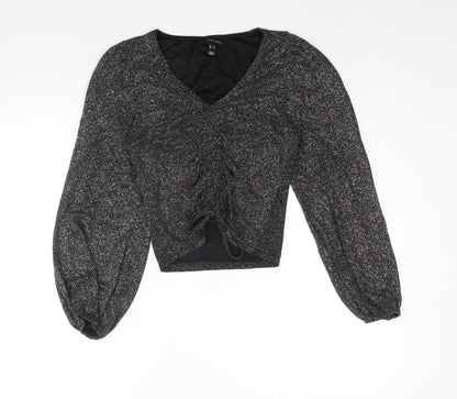 Womens UK Size 10 New Look Black Basic Blouse