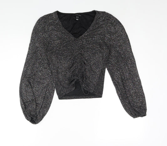 Womens UK Size 10 New Look Black Basic Blouse