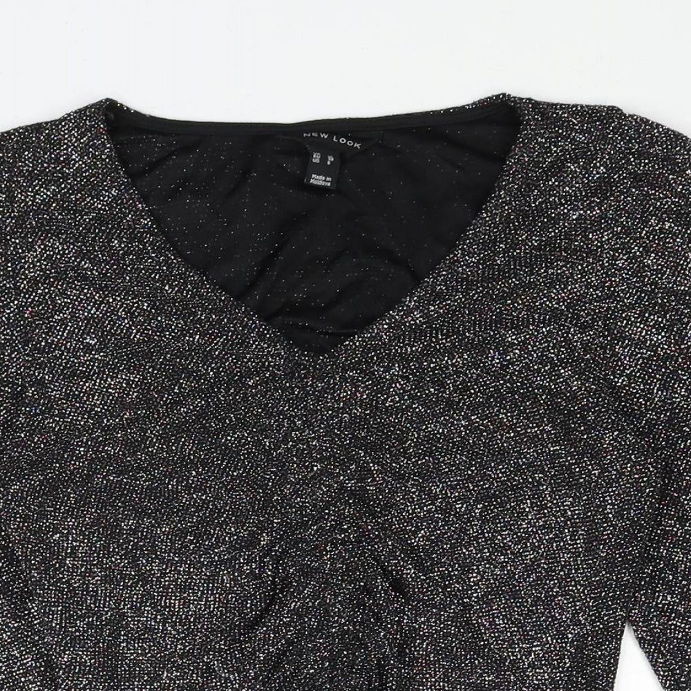 Womens UK Size 10 New Look Black Basic Blouse