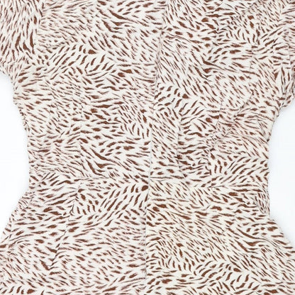 Motel Womens Brown Geometric Viscose A-Line Size XS V-Neck Zip