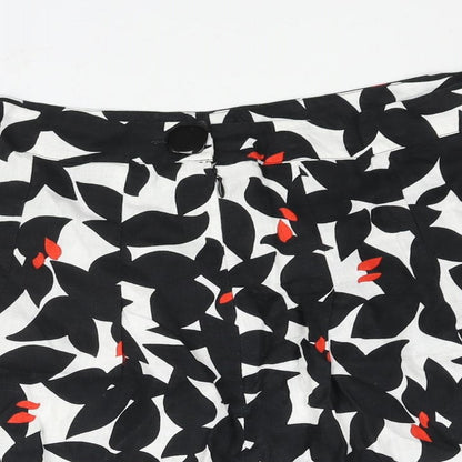 Autograph Womens Black Geometric Linen A-Line Skirt Size 16 Zip - Floral Print