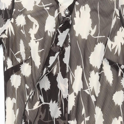 Klass Womens Black Geometric Polyester Shift Size 14 V-Neck Pullover - Frill Floral Print