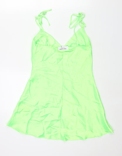 COLLUSION Womens Green Polyester Slip Dress Size 10 Cowl Neck Pullover - Bow