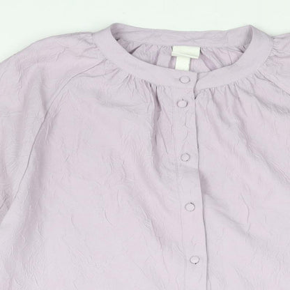 H&M Womens Purple Polyester Shift Size M Round Neck Button - Smocked
