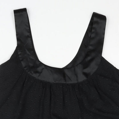 Miss Selfridge Womens Black Polyester Shift Size 12 Scoop Neck Pullover - Belted Pockets