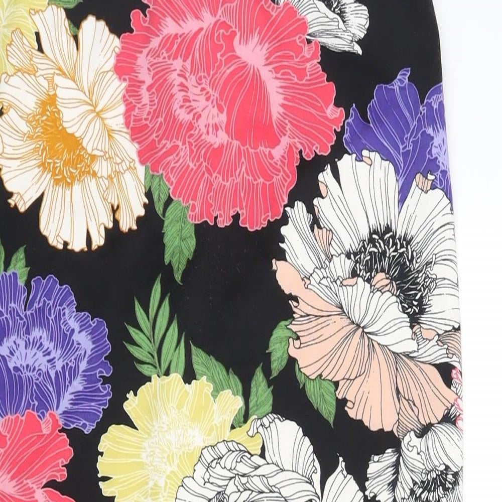 Miss Selfridge Womens Multicoloured Floral Polyester Straight & Pencil Skirt Size 12 Zip