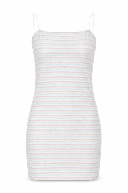 Topshop Womens Multicoloured Striped Polyester Mini Size 10 Square Neck Zip - Glitter
